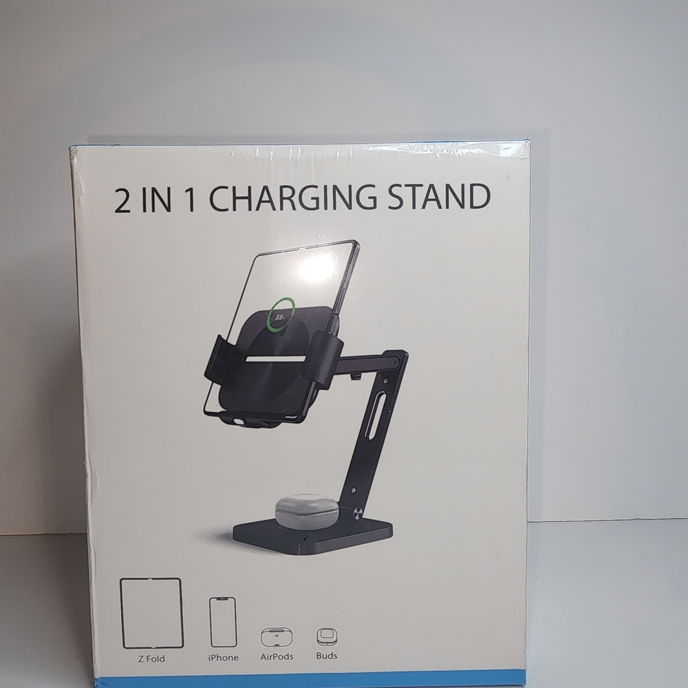 2 in 1 Tablet & iPad Charging Stand Black Desktop Holder Dock